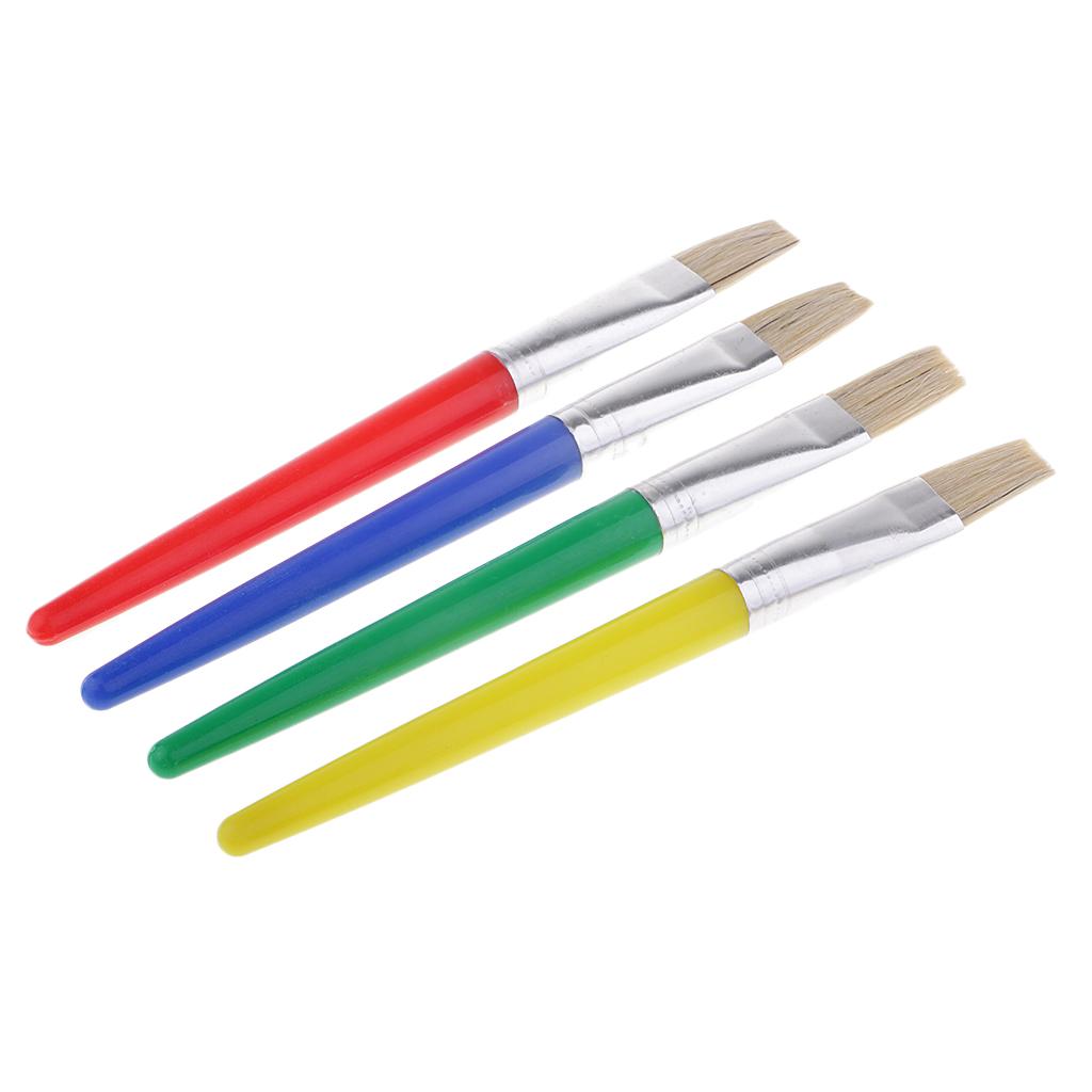 3x4x Flat Brush Kid Artist Paint Brushes Set Watercolor Acrylic Oil Painting