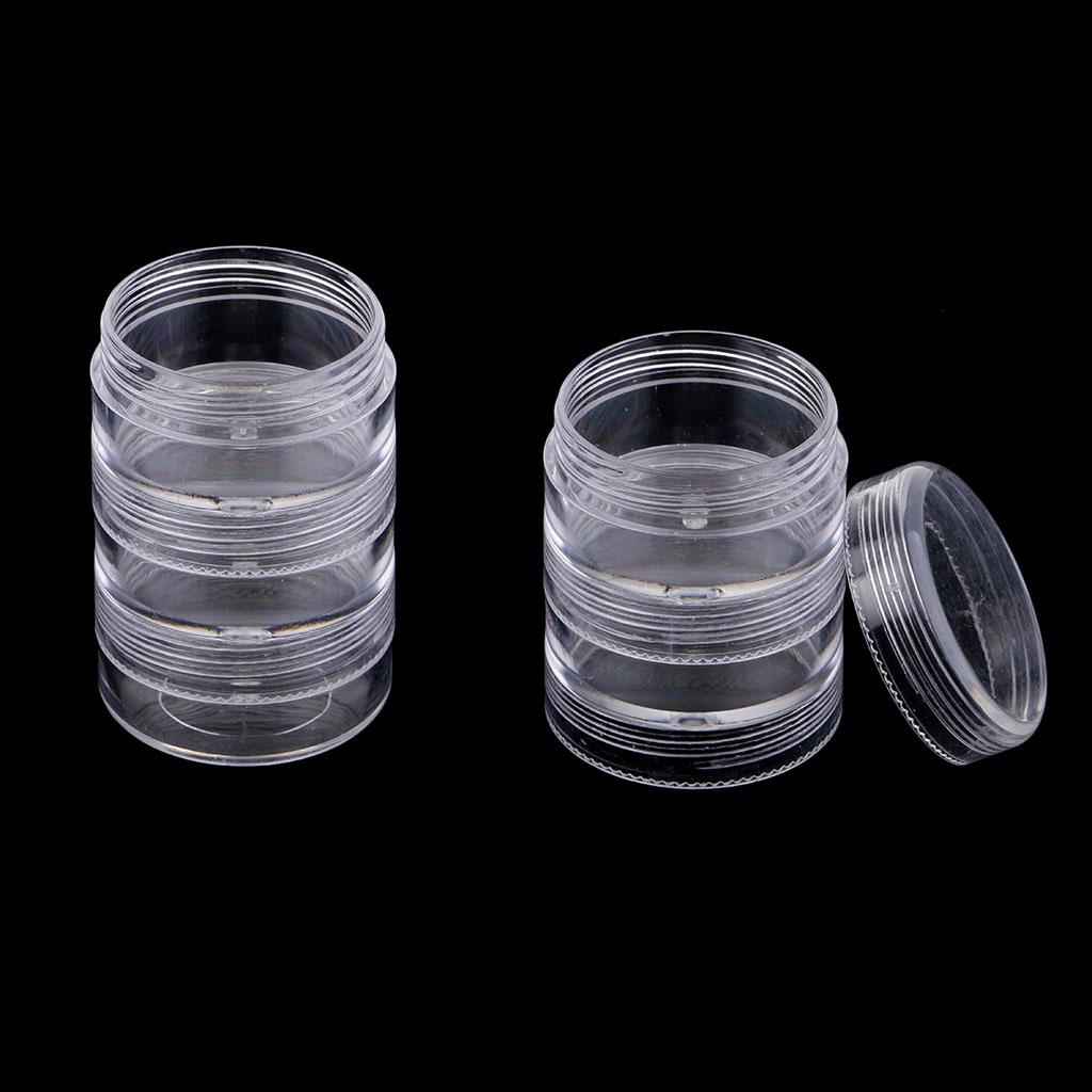 2 Set 5 Layers Stackable Interlocking Screw Containers Storage Box 95x36mm