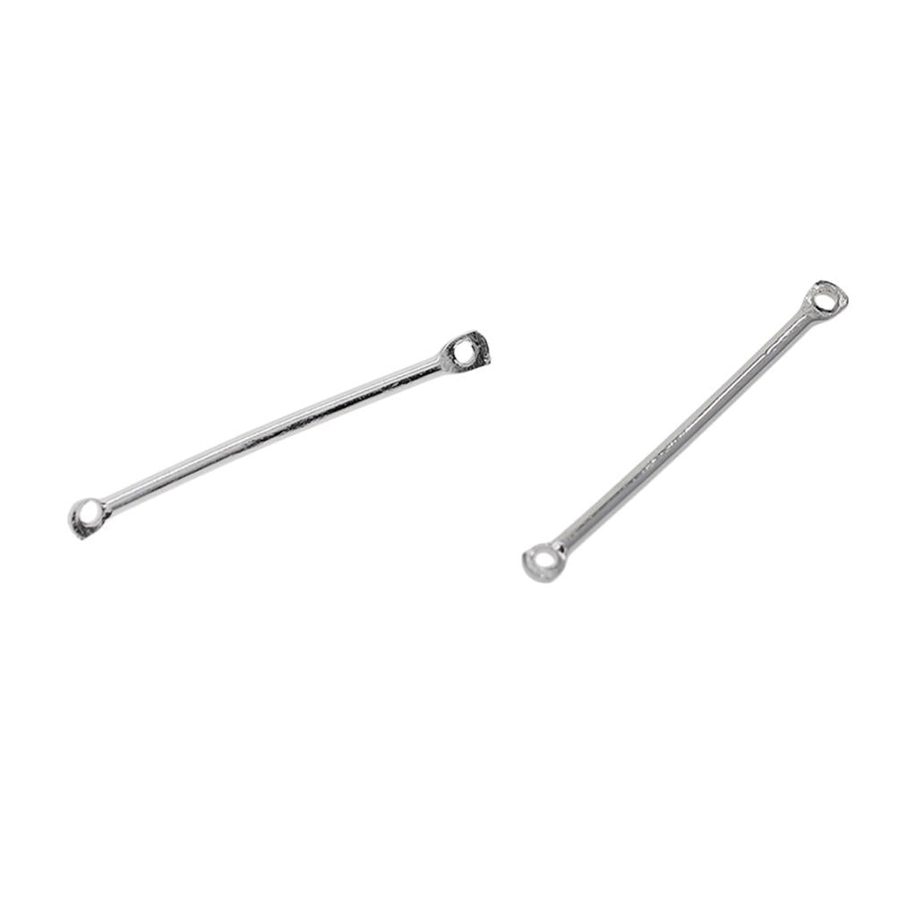 3x100 Pieces Silver Metal Bar Straight Connector Dangle Charms DIY Making 25mm