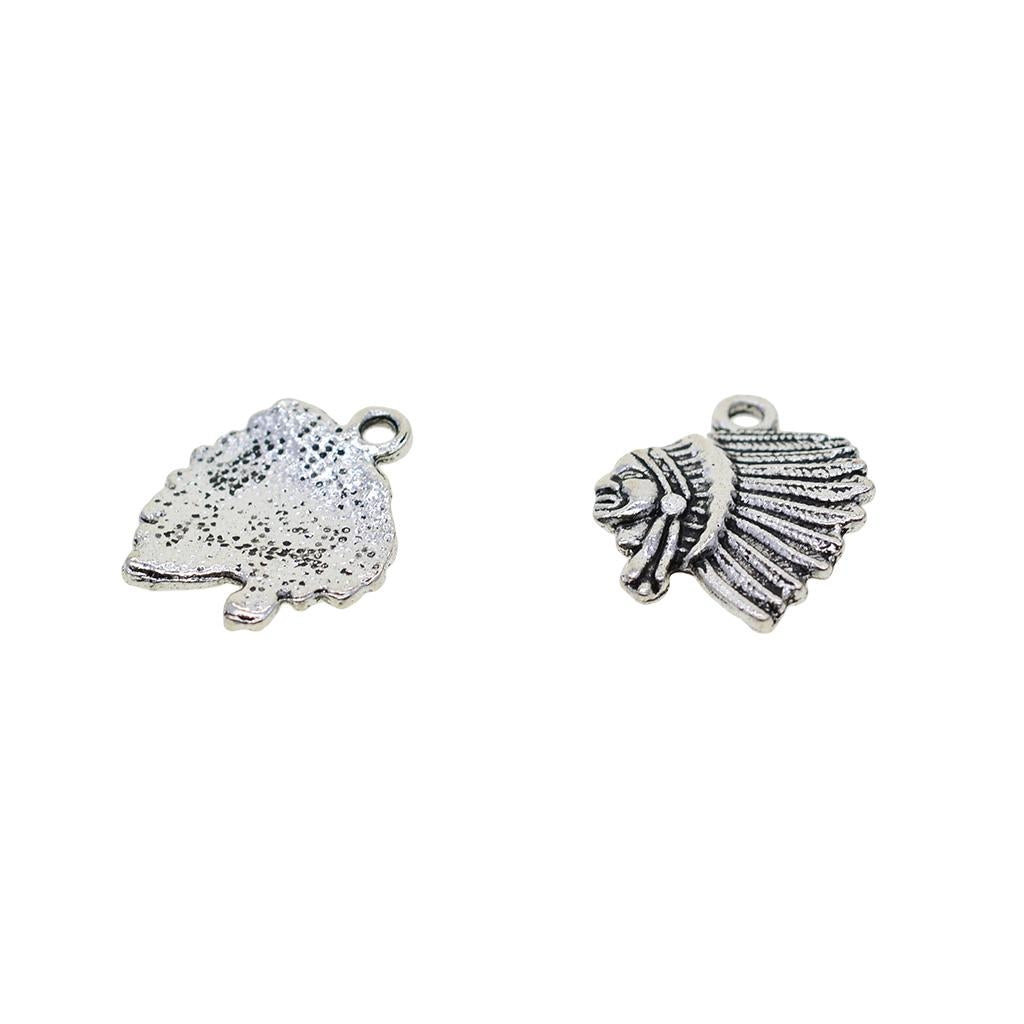 2x30 Pieces Tibetan Silver Indian Chief Head Charms Pendant For DIY Jewelry