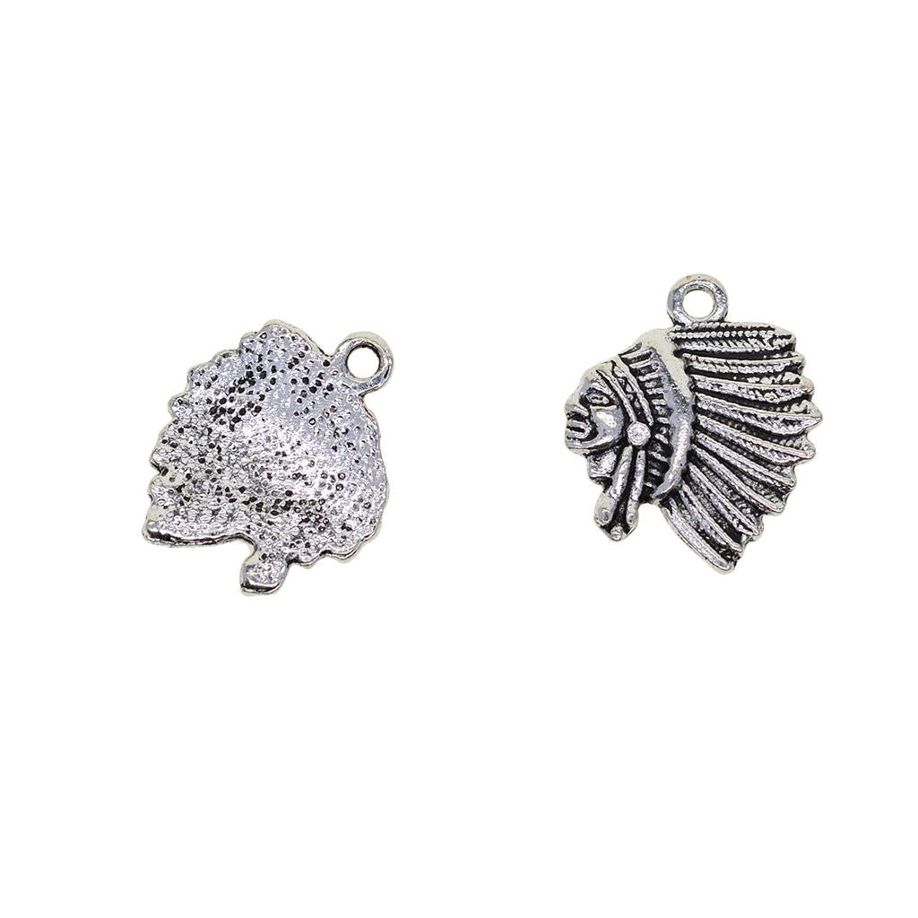 2x30 Pieces Tibetan Silver Indian Chief Head Charms Pendant For DIY Jewelry