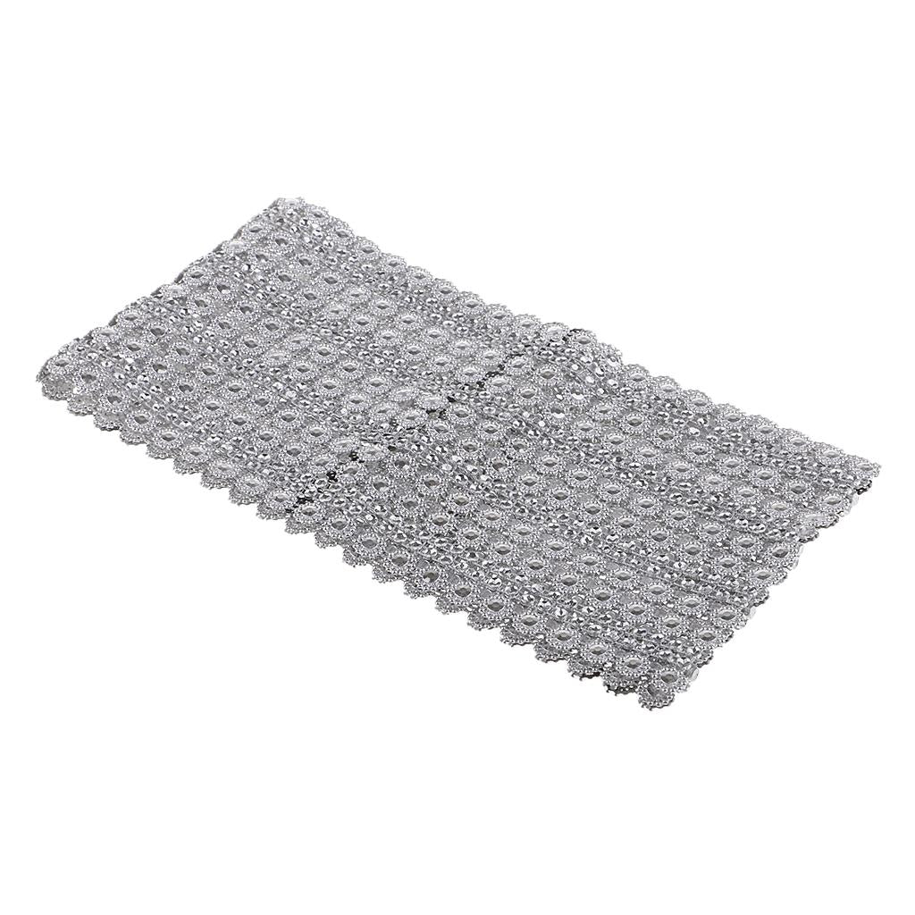 3x1 Yard 16 Rows Flower Diamond Mesh Wrap Rhinestone Ribbon Wedding Decoration