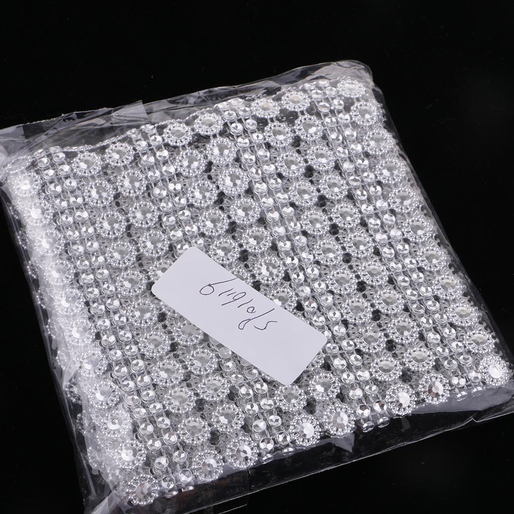 4x1 Yard 16 Rows Flower Diamond Mesh Wrap Rhinestone Ribbon Wedding Decoration