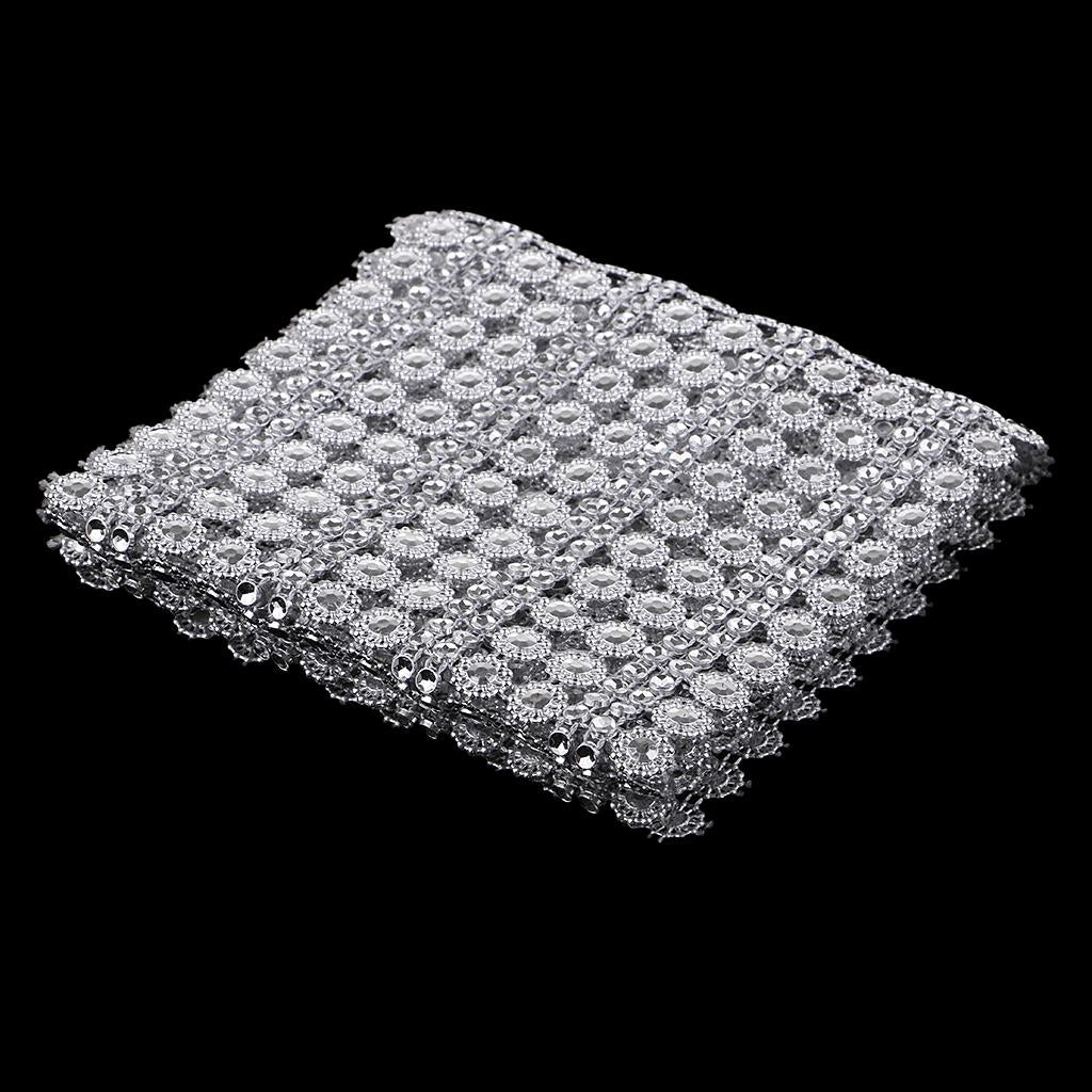 3x1 Yard 16 Rows Flower Diamond Mesh Wrap Rhinestone Ribbon Wedding Decoration