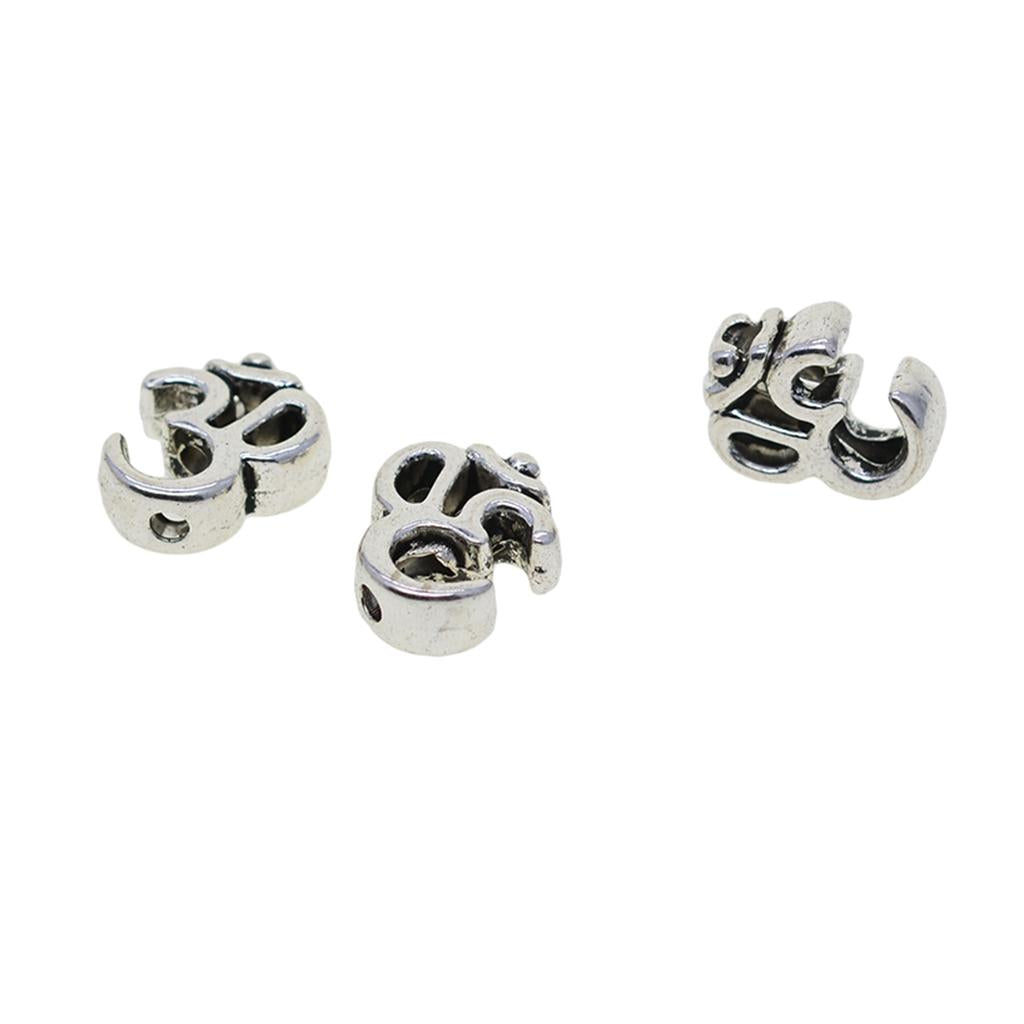 3x50 Pieces Antique Silver Om Charms Meditation Jewelry Yoga Spacer Beads