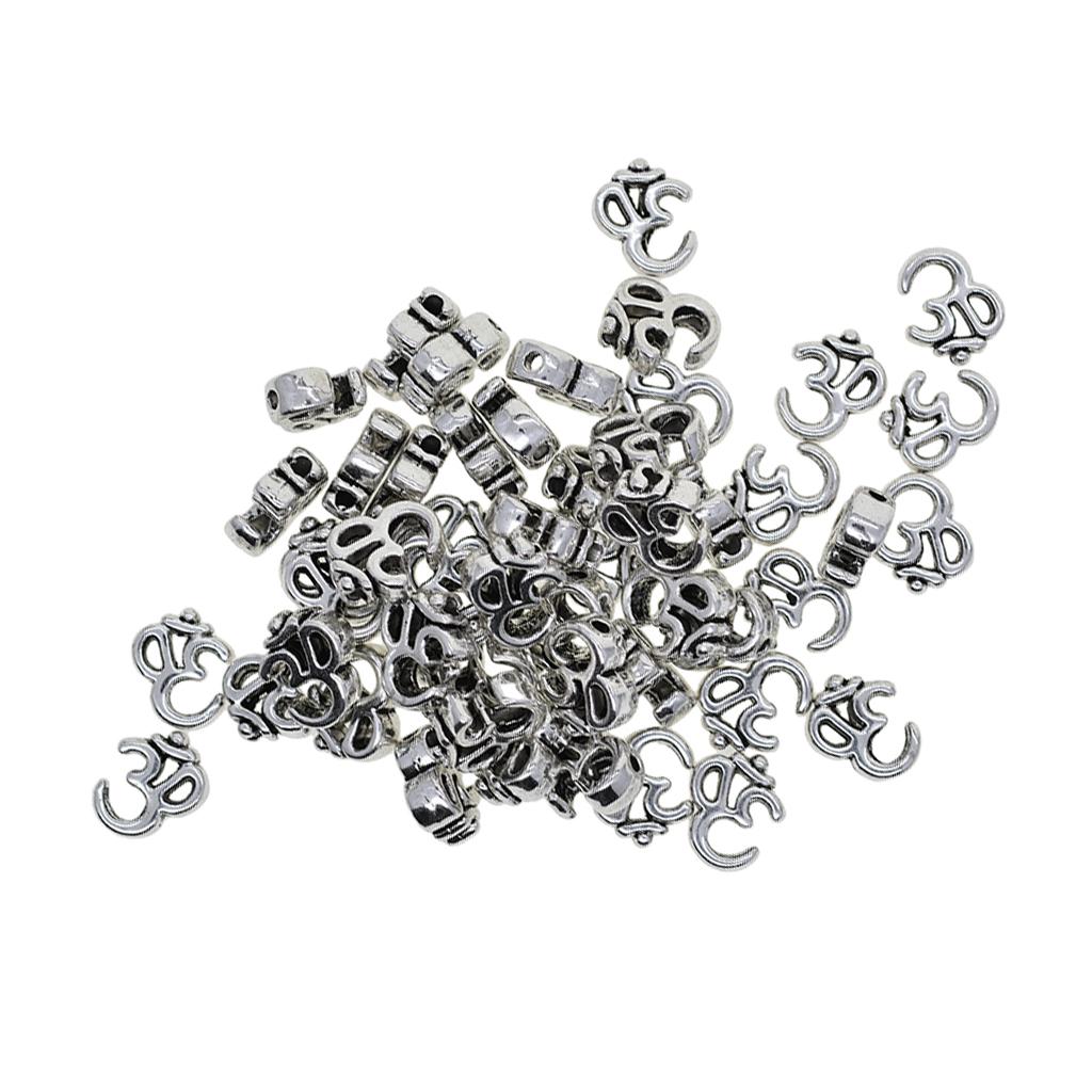 3x50 Pieces Antique Silver Om Charms Meditation Jewelry Yoga Spacer Beads