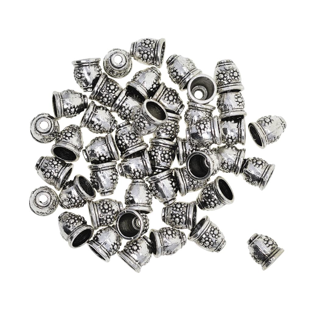2x50 Pieces Daisy Patterned Beads Cap Tassel End Cap Jewelry Making Findings