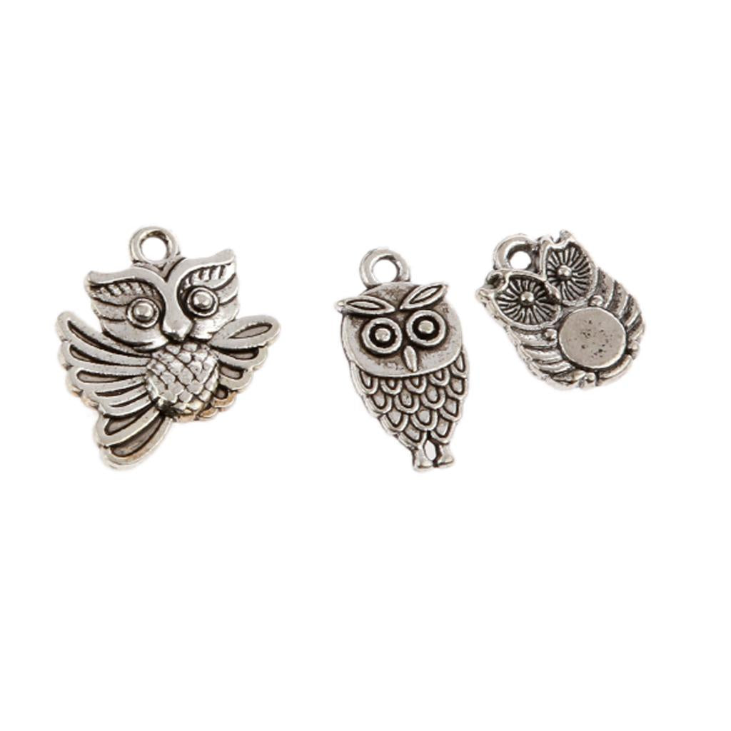 2x50 Pieces Tibetan Silver Owl Charms Pendant Bead DIY Jewelry Making Crafting