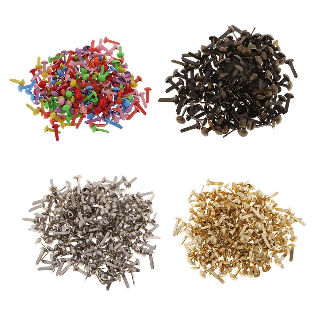 800pcs Assorted Color Metal Round Head Brads Paper Craft Scrapbook Fasteners