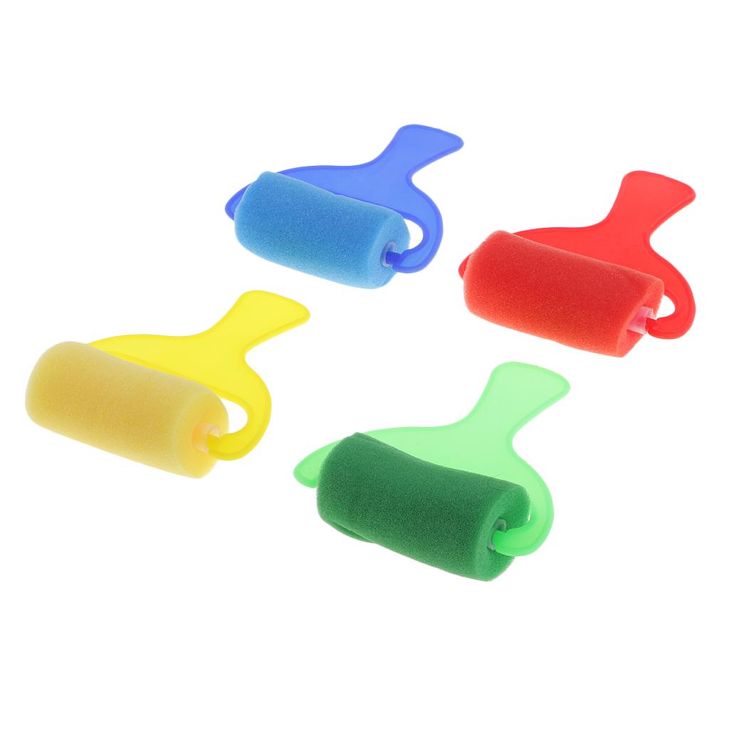 3x4Pc Foam Sponge Painting Roller Brushes for Kids Early Learning Arts Drawing