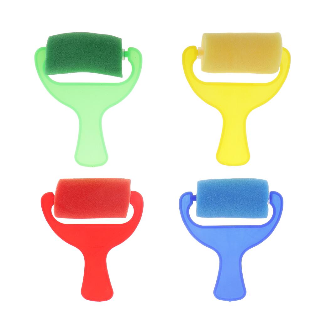 3x4Pc Foam Sponge Painting Roller Brushes for Kids Early Learning Arts Drawing