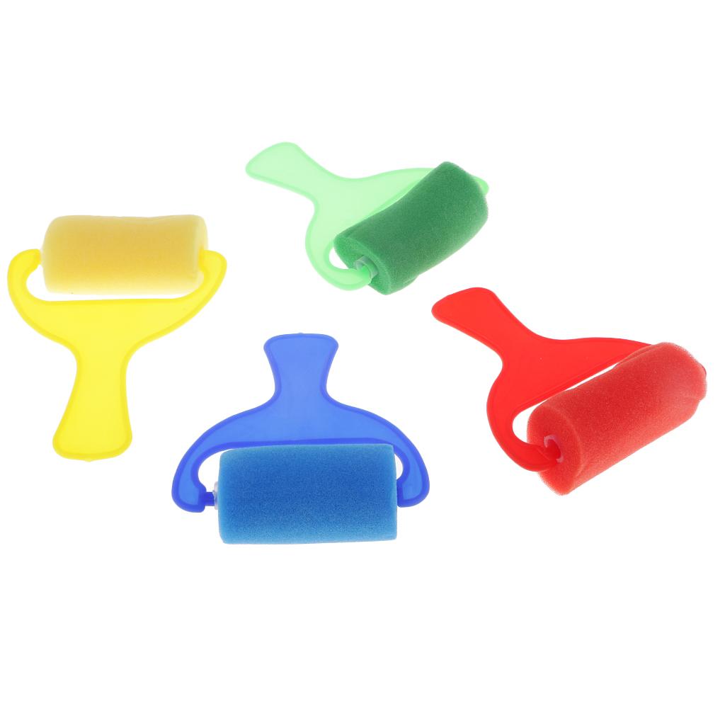4x4Pc Foam Sponge Painting Roller Brushes for Kids Early Learning Arts Drawing