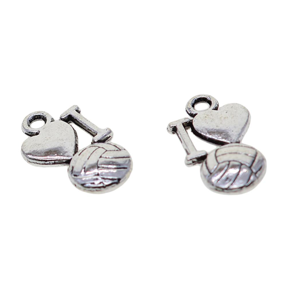 3x50Pc Beaded Tibetan Silver Love Shape Charms Pendant Jewelry Findings Making