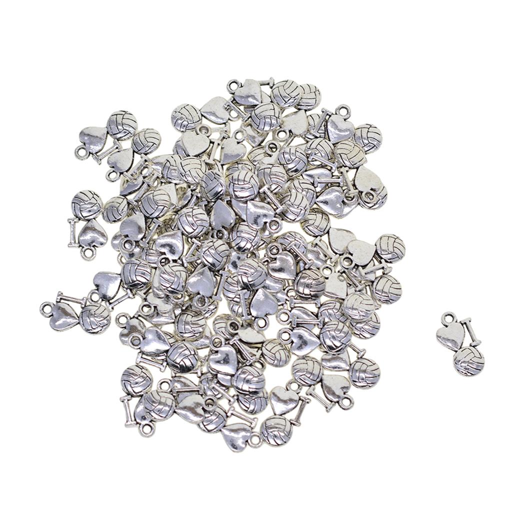 3x50Pc Beaded Tibetan Silver Love Shape Charms Pendant Jewelry Findings Making