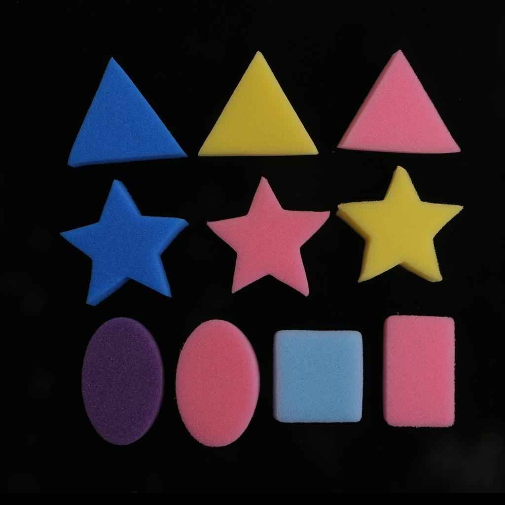 18 Pieces Multi Colors Sponge Painting Shapes Painting Craft Sponge Geometric Shapes for Toddlers Early Learning Sponge for Kids Painting Tools