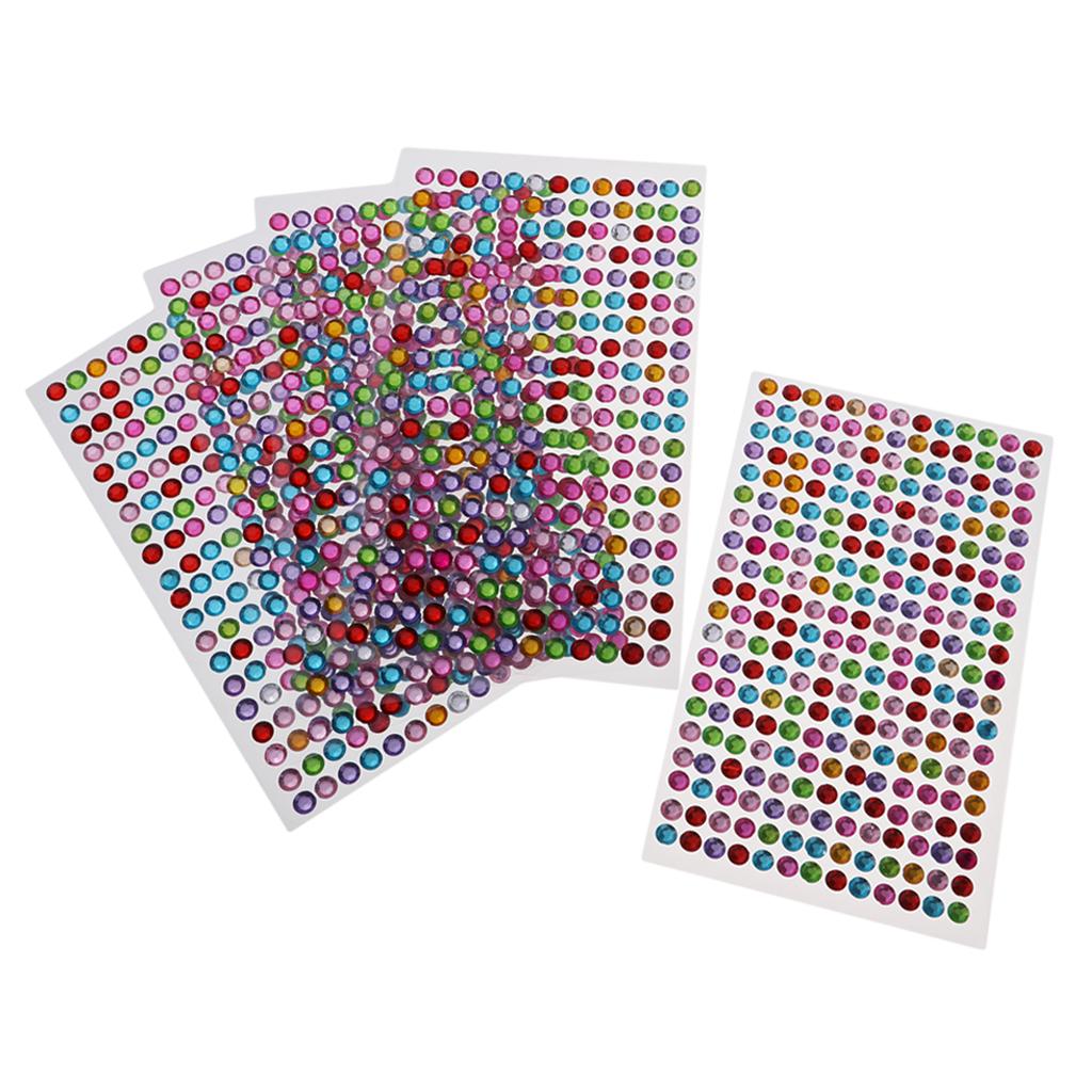 2x5 Pcs Crystal Rhinestone Self Adhesive Gem Embellishment Stickers Multi 6mm