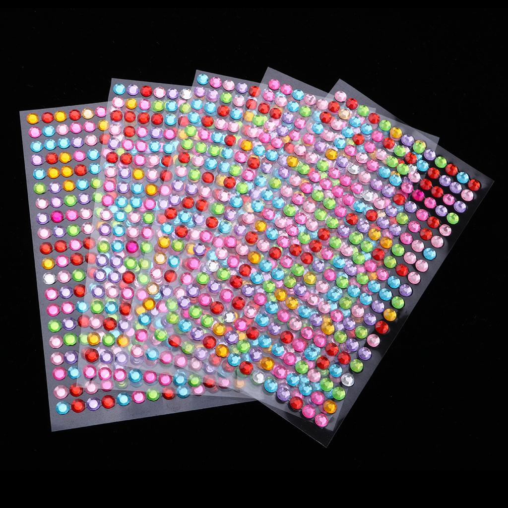 2x5 Pcs Crystal Rhinestone Self Adhesive Gem Embellishment Stickers Multi 6mm
