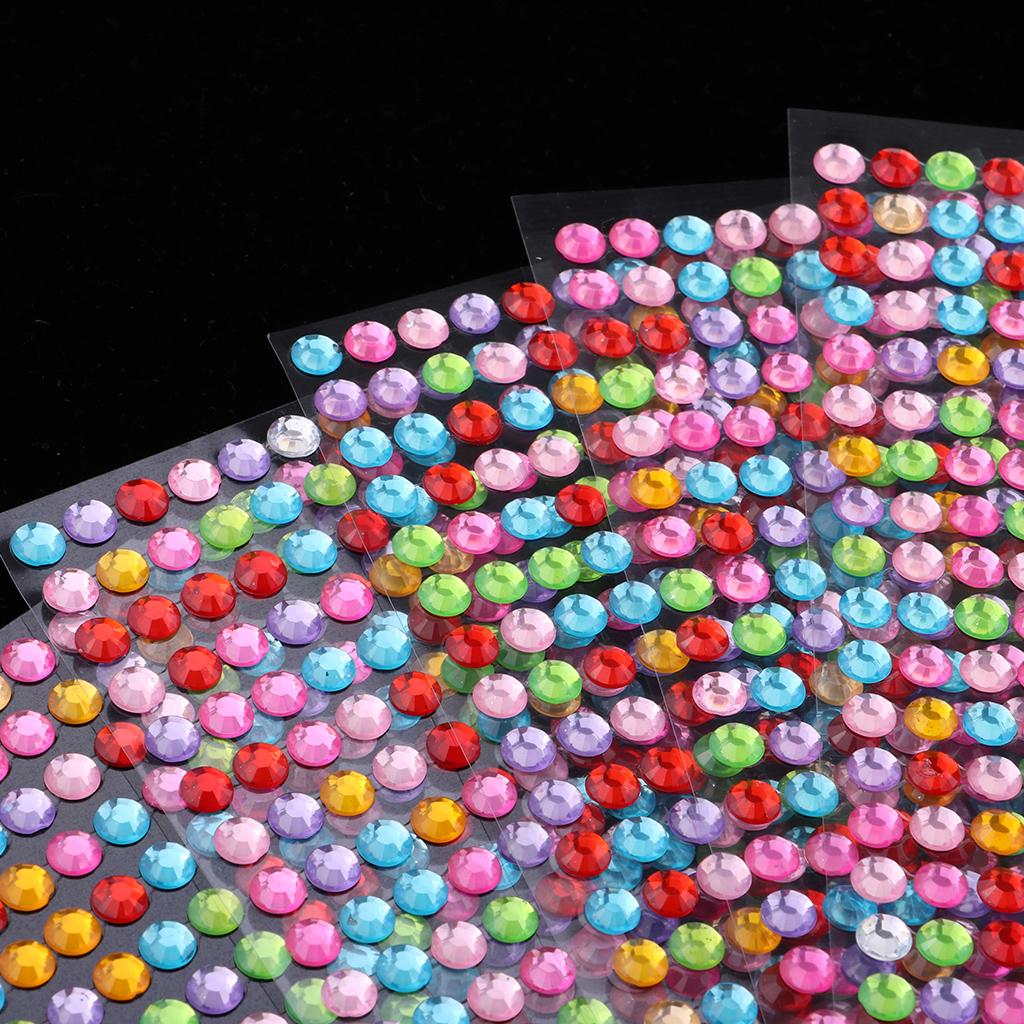 2x5 Pcs Crystal Rhinestone Self Adhesive Gem Embellishment Stickers Multi 6mm