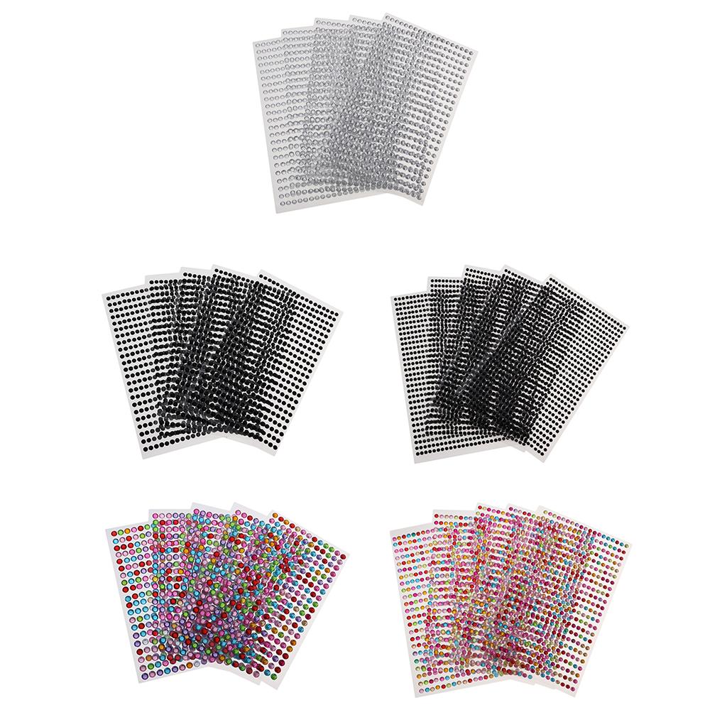 2x5 Pcs Crystal Rhinestone Self Adhesive Gem Embellishment Stickers Multi 6mm