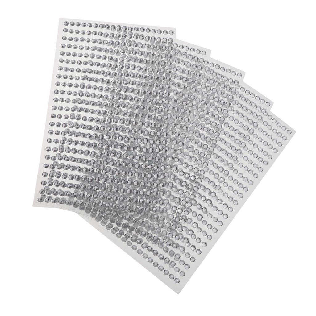 3x5 Pcs Crystal Rhinestone Self Adhesive Gem Embellishment Stickers Clear 4mm
