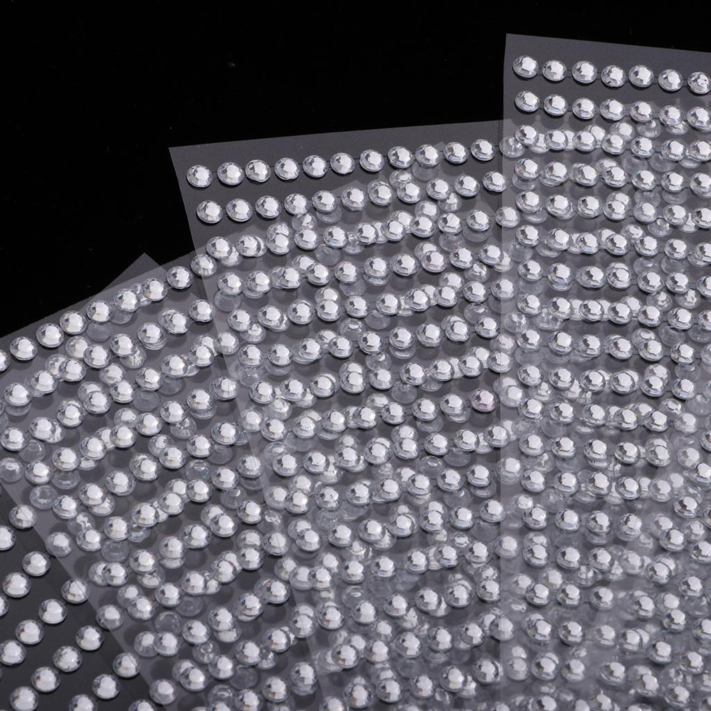 4x5 Pcs Crystal Rhinestone Self Adhesive Gem Embellishment Stickers Clear 4mm