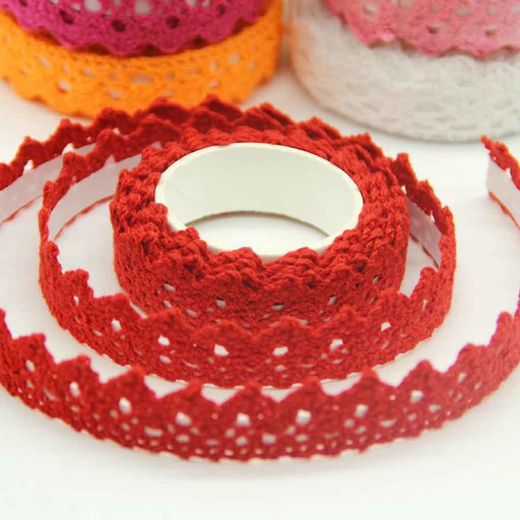 2 Yards Self Adhesive Cotton Lace Decorative Sticky Ribbon Tape 15mm White
