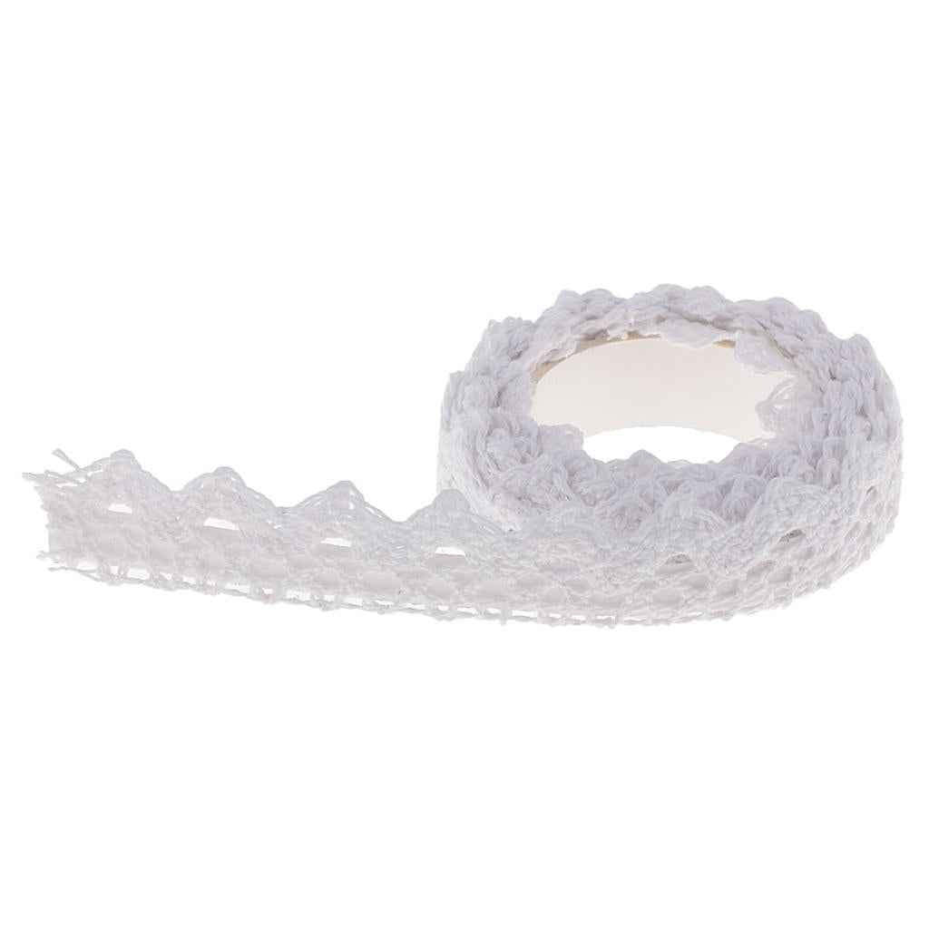 2 Yards Self Adhesive Cotton Lace Decorative Sticky Ribbon Tape 15mm White