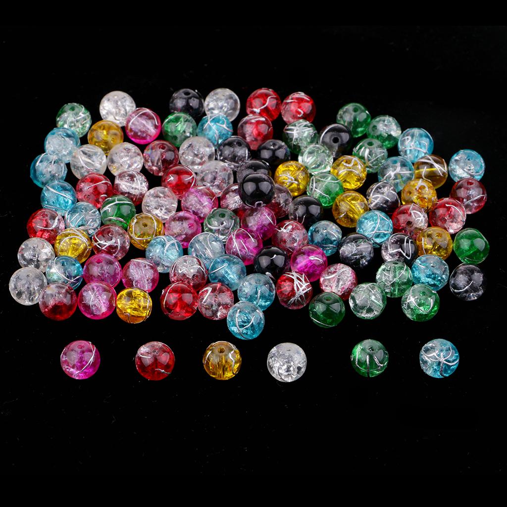 4x100Pcs Glass Round Spacer Loose Beads 8cm for Jewelry Making Findings