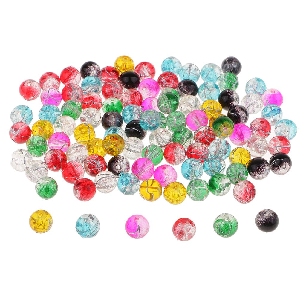 4x100Pcs Glass Round Spacer Loose Beads 8cm for Jewelry Making Findings