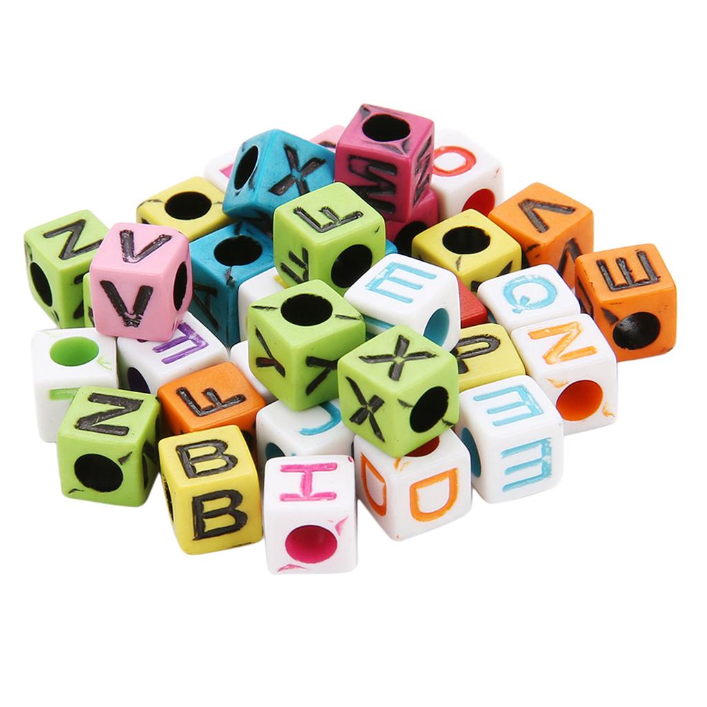 2x200Pcs Acrylic Alphabet Letter Bead Large Hole Loose Bead DIY Jewelry Making