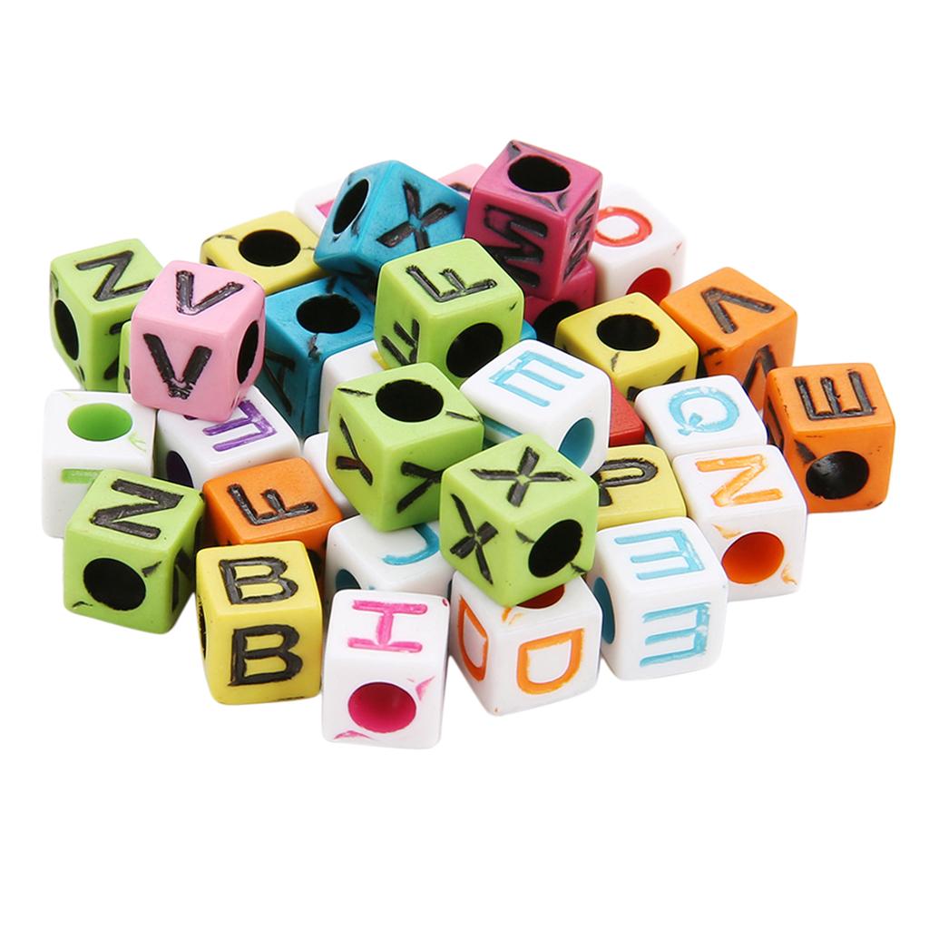 2x200Pcs Acrylic Alphabet Letter Bead Large Hole Loose Bead DIY Jewelry Making
