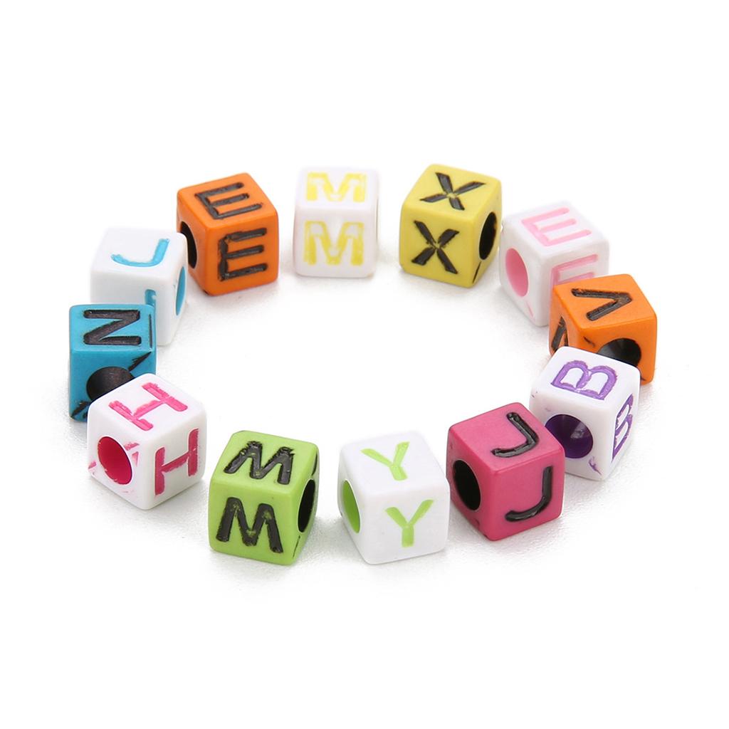 2x200Pcs Acrylic Alphabet Letter Bead Large Hole Loose Bead DIY Jewelry Making