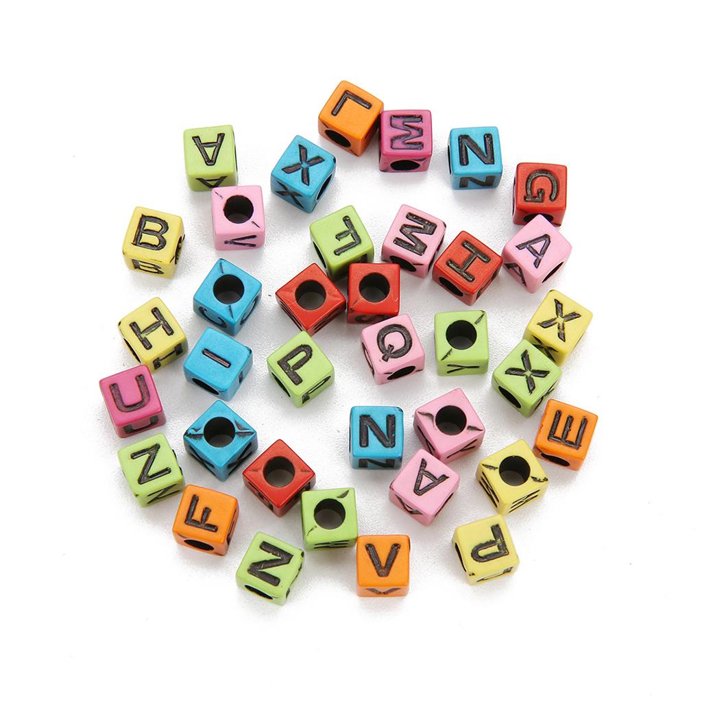 4x200Pcs Acrylic Alphabet Letter Bead Large Hole Loose Bead DIY Jewelry Making