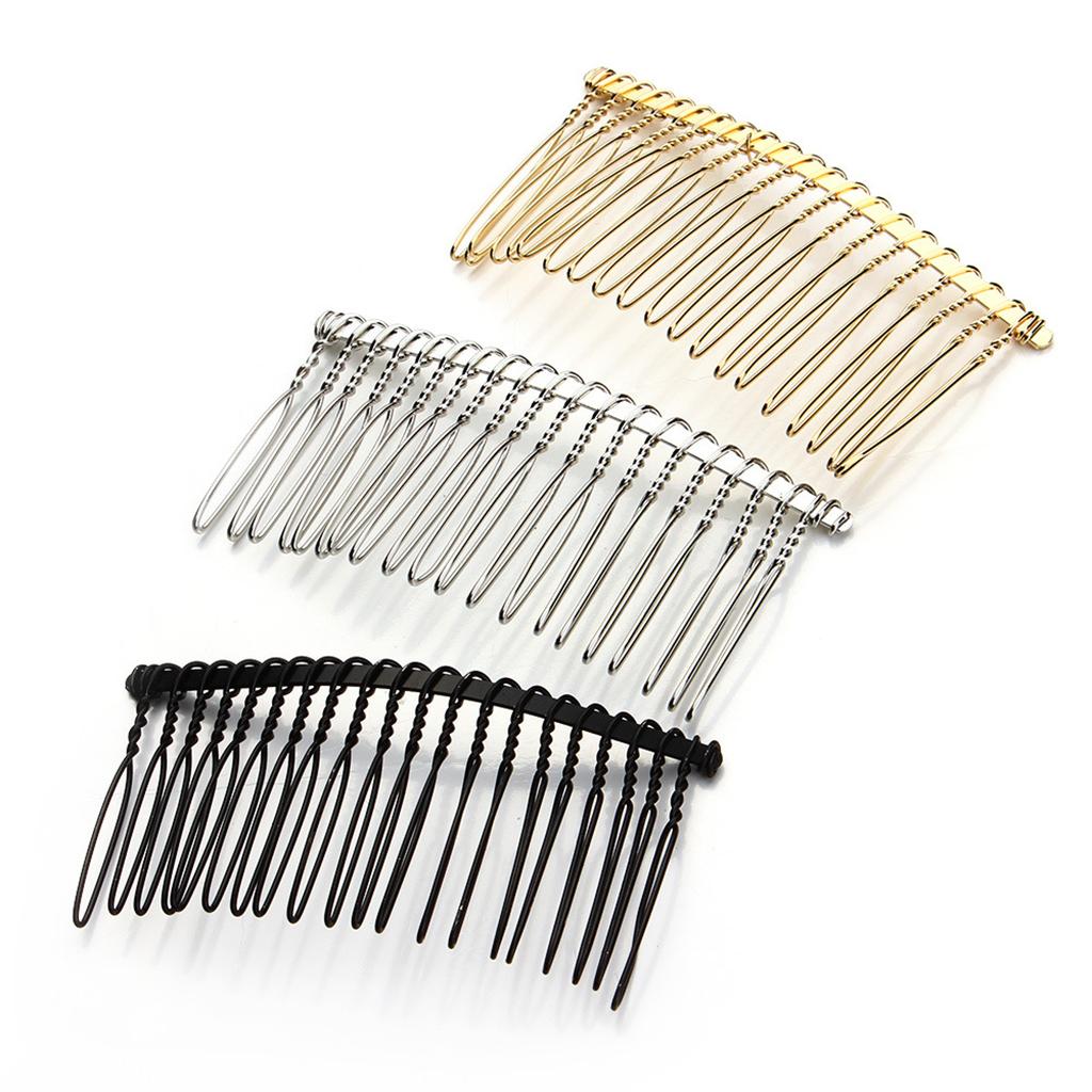 3x6pcs DIY Blank Metal Hair Clips Side Comb 20 Teeth Hair Accessories Gold
