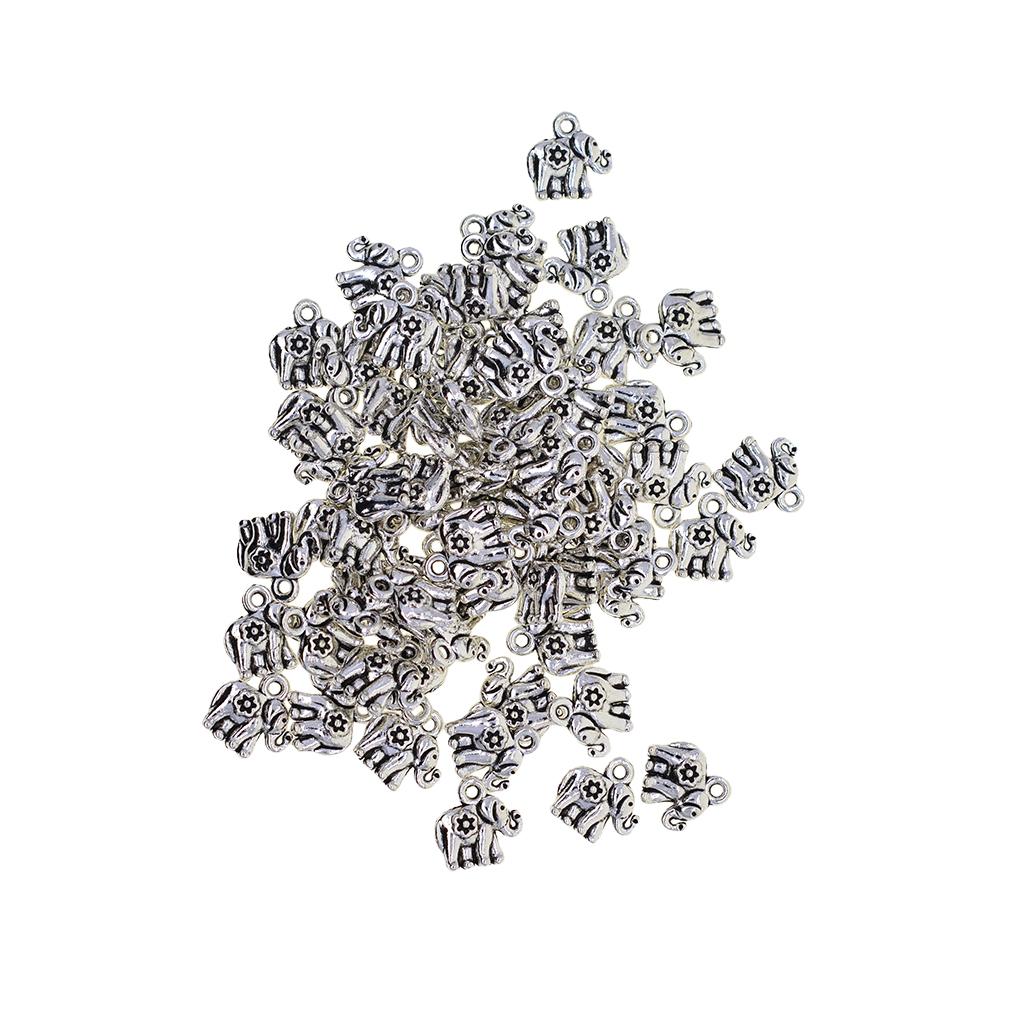 2x50x Tibetan Silver 3D Lucky Cute Elephant daisy flower Charms Jewelry DIY