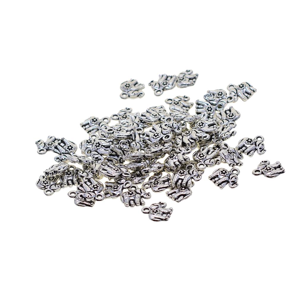 4x50x Tibetan Silver 3D Lucky Cute Elephant daisy flower Charms Jewelry DIY