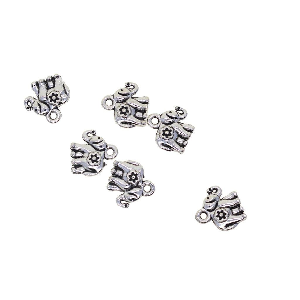 2x50x Tibetan Silver 3D Lucky Cute Elephant daisy flower Charms Jewelry DIY