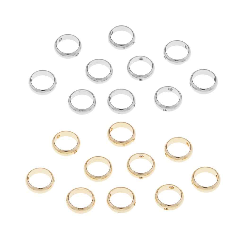 10Pc Metal Beads Circle Rings with Double Hole DIY Jewelry Making Gold 6mm