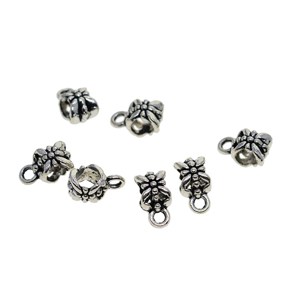 2x100Piece Tibetan Silver Hanger Bail Tube Beads Connectors for Jewelry Making