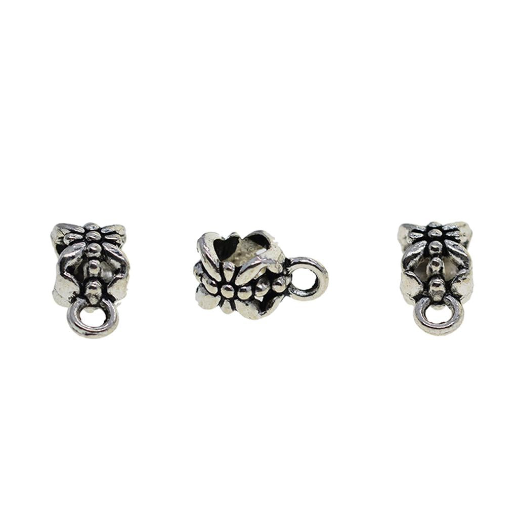2x100Piece Tibetan Silver Hanger Bail Tube Beads Connectors for Jewelry Making