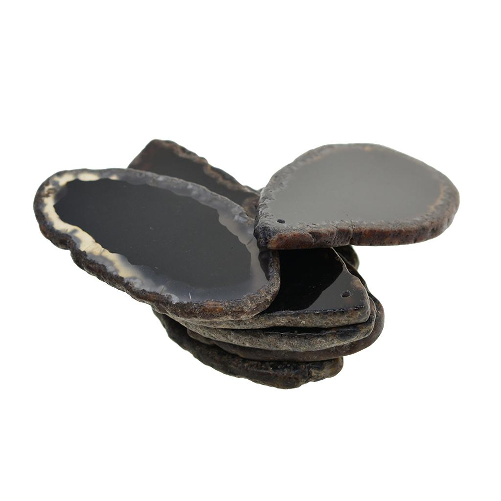 4xBlack Irregular Agate Quartz Slice Drilled Pendant Jewelry Making Charms