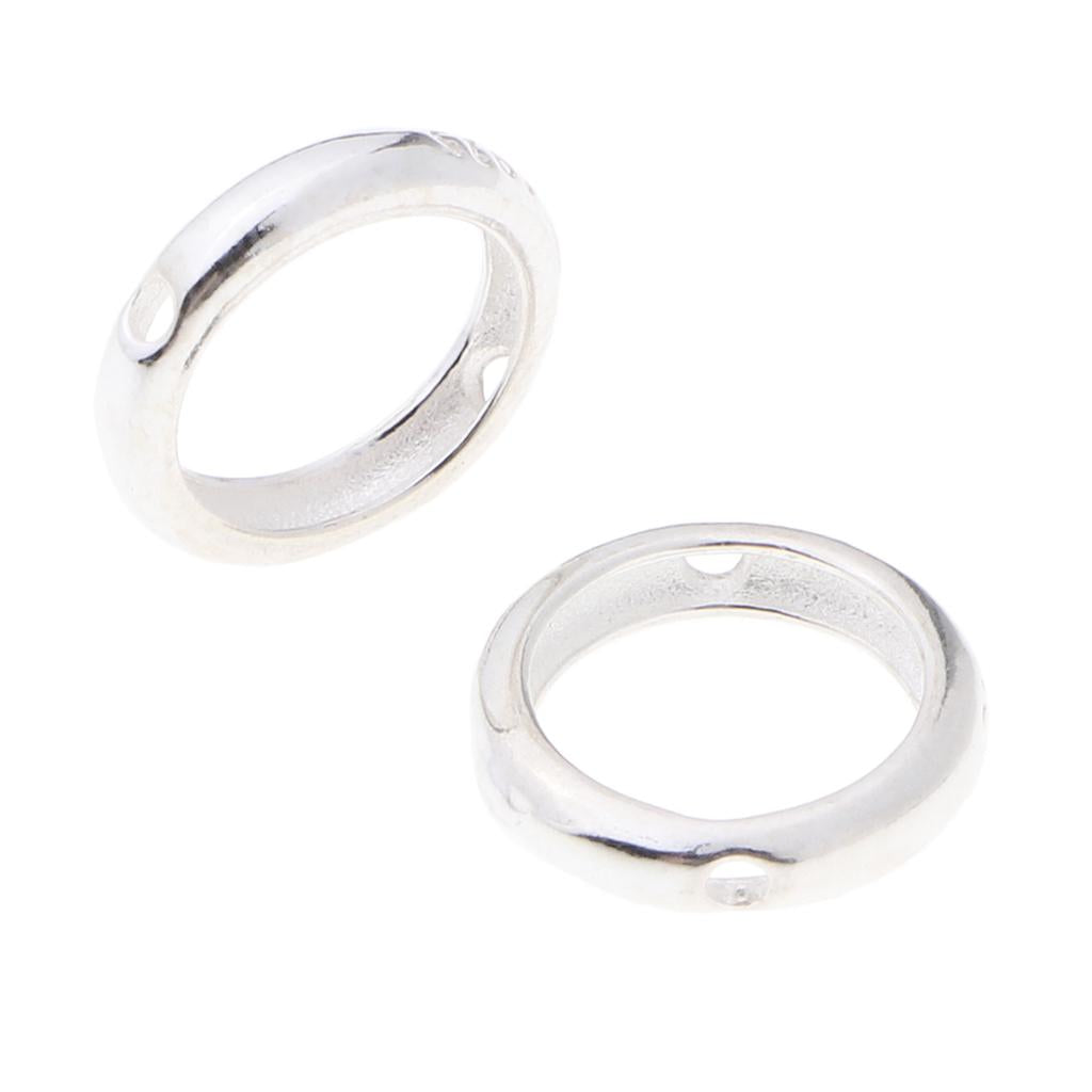 3x2 Pieces 925 Sterling Silver Round Frame Bead Fine Jewelry Findings DIY S