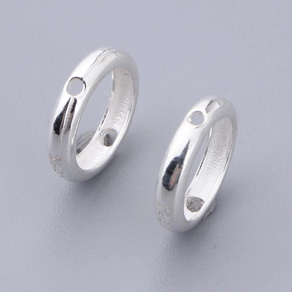 2x2 Pieces 925 Sterling Silver Round Frame Bead Fine Jewelry Findings DIY S