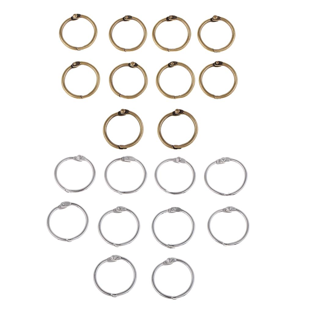 2x10 Pieces 2cm Album Binder Spiral Ring Refillable Loose Leaf Rings Bronze