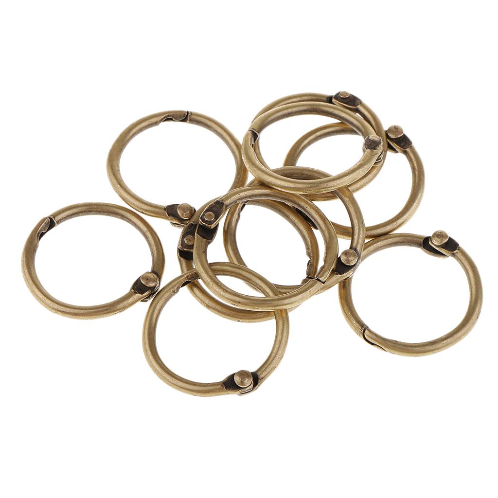 2x10 Pieces 2cm Album Binder Spiral Ring Refillable Loose Leaf Rings Bronze