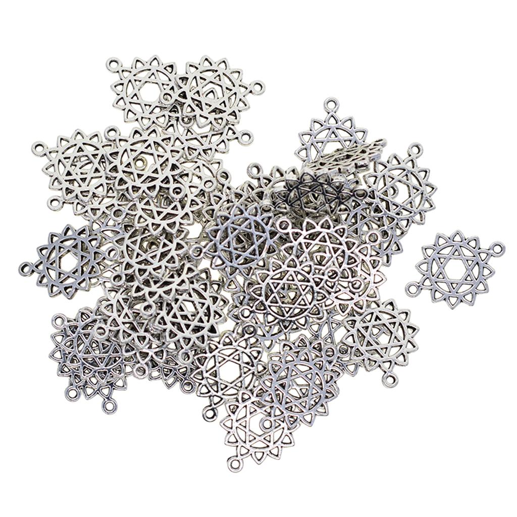 2x50x Tibetan Silver hexagram Charms pendants DIY crafts jewelry making