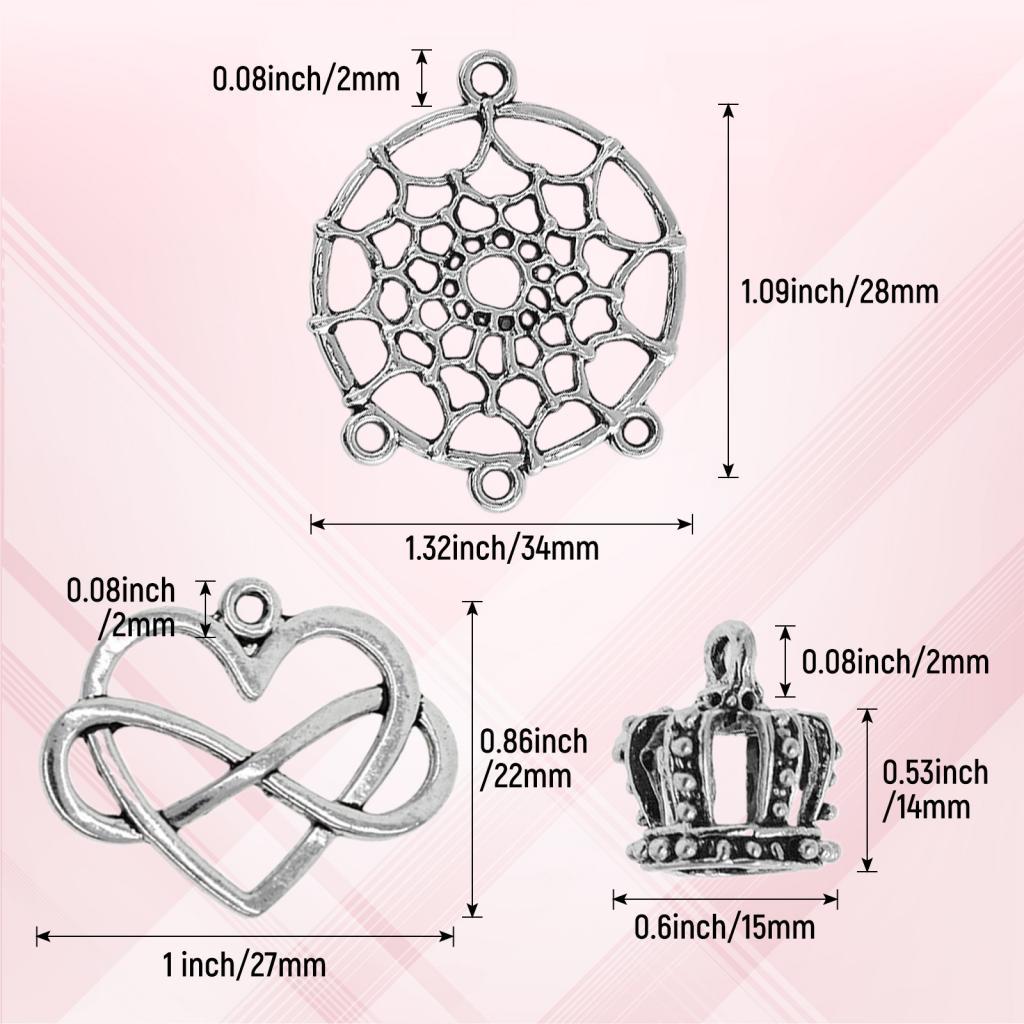 3x20pcs Tibetan Silver infinite love Heart Charms Pendants for Jewelry Making