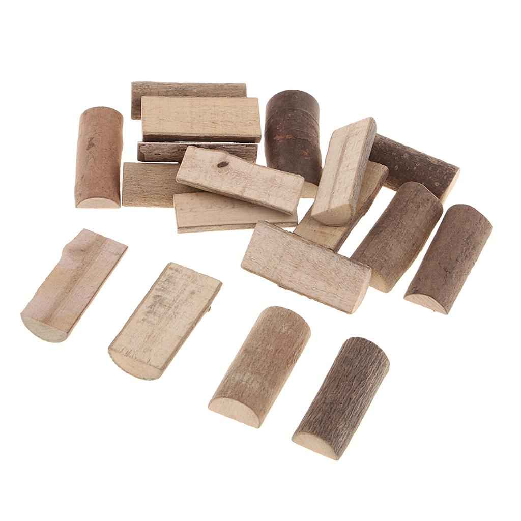 20 Pieces 15x35mm Natural Tree Wood Sticks Logs Tree Stumps Blocks Wooden Pieces for Arts & Crafts, Home Decoration, Wedding Event Ornaments