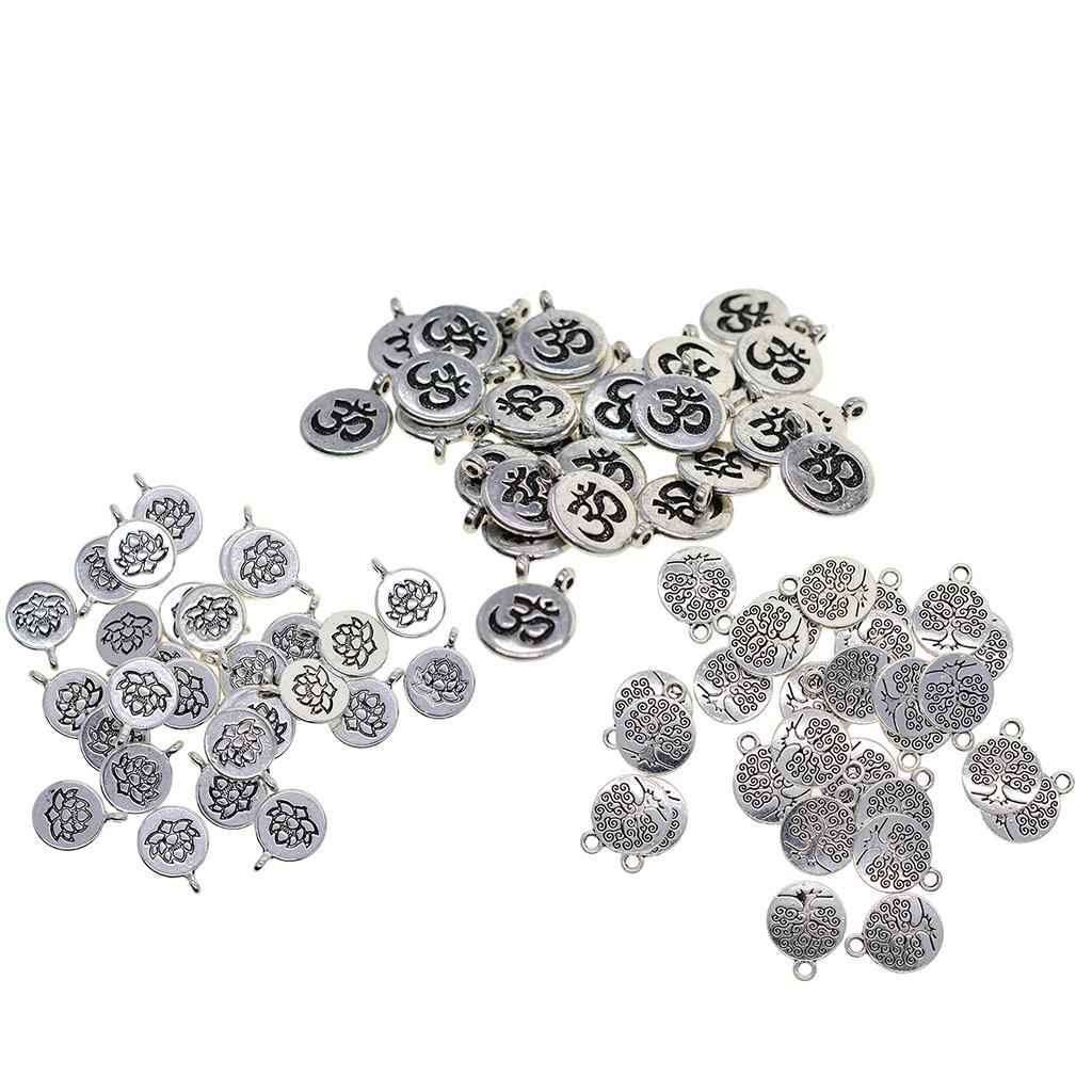 30x Tibetan Silver Yoga Charms DIY Pendant for Necklace Jewelry Making OM