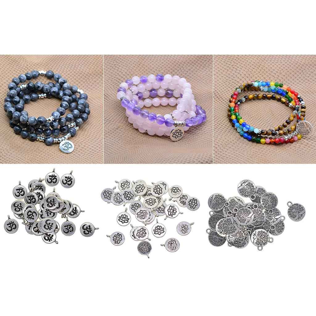 30x Tibetan Silver Yoga Charms DIY Pendant for Necklace Jewelry Making OM